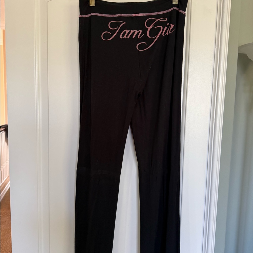 I.AM.GIA Black Leggings with Pink Logo